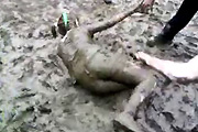 Muddy festival girl