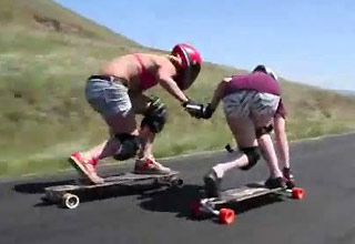 Two Girls Longboarding At Over 40mph