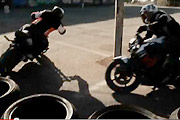 Drifting Motorcycles Crossing